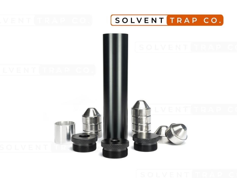 7" Aluminum 1.45" OD Solvent Trap Kit with 9 Stainless Steel Cups (1/2×28" + 5/8×24 Included)  