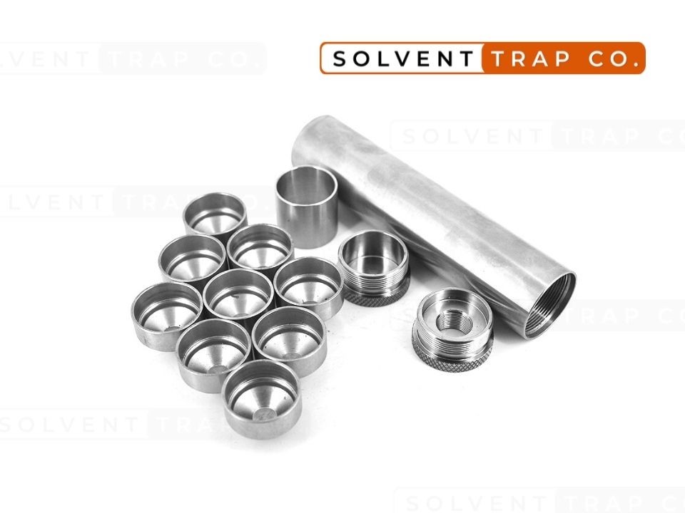 7" GR5 Titanium Solvent Trap Tube Kit with 9 Stainless Steel CNC Cups  